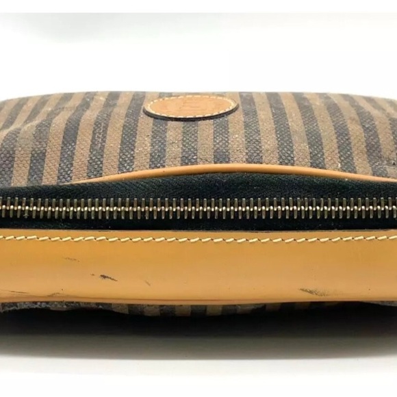 Auth Fendi  Pequin Striped Canvas × Leather Beige Shoulder Bag - Picture 3 of 16